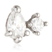 14ct Threadless Gold Double Gem End