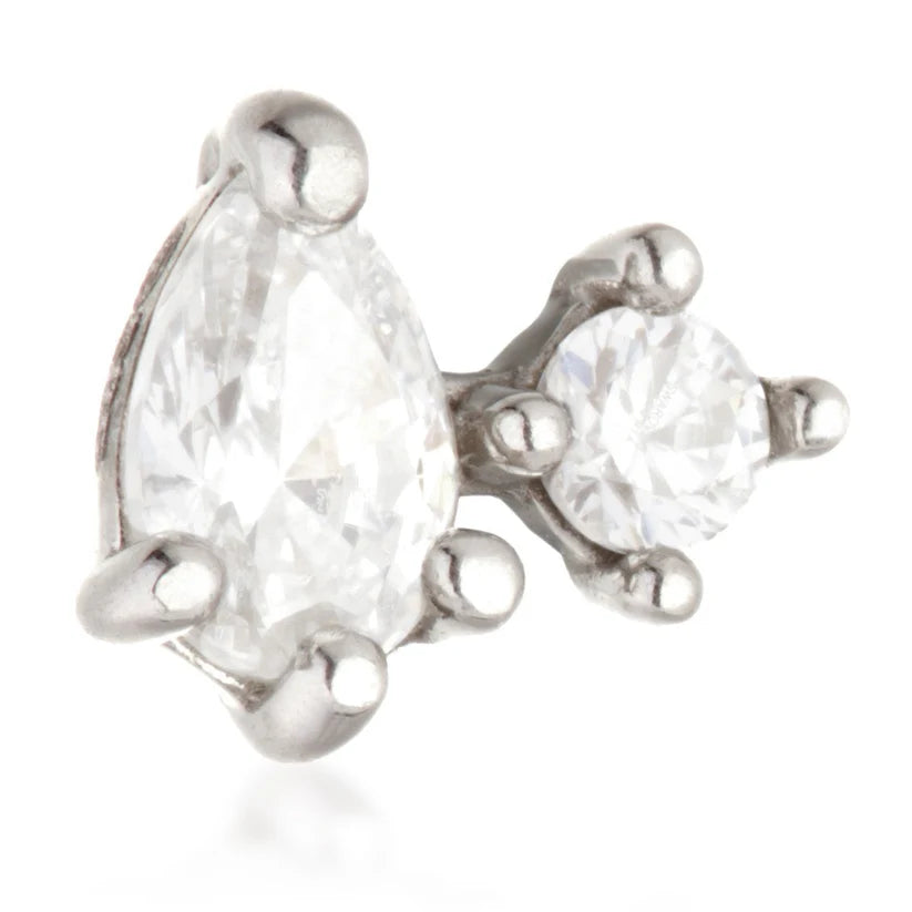 14ct Threadless Gold Double Gem End