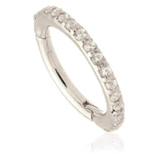 14ct Gold Pavé White Topaz Eternity Hinge Ring
