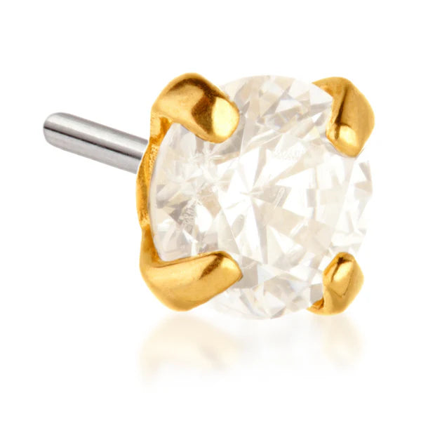 14ct Threadless Gold Prong Set Gem Pin Attachment