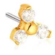 14ct Gold Trinity Gem Pin Attachment