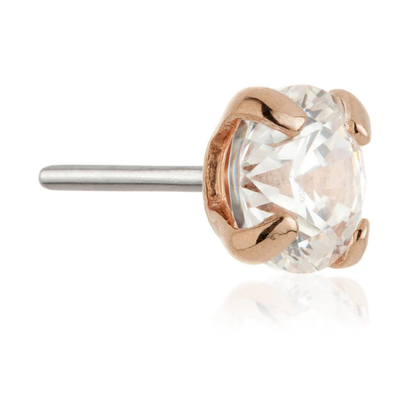 14ct Threadless Gold Prong Set Gem Pin Attachment