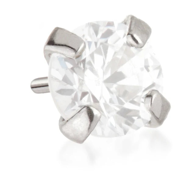 14ct Threadless Gold Prong Set Gem Pin Attachment