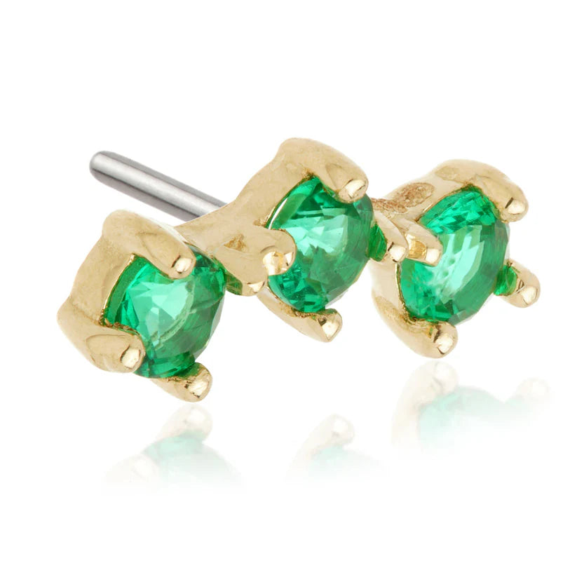 14ct Gold Triple Gem End