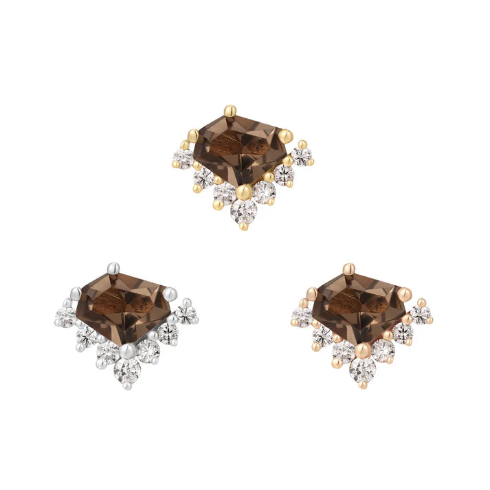 Bones + Honey Threadless End with Smoky Quartz
