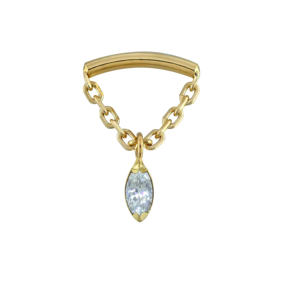 18ct Gold Hidden Helix Drape with Marquise Charm