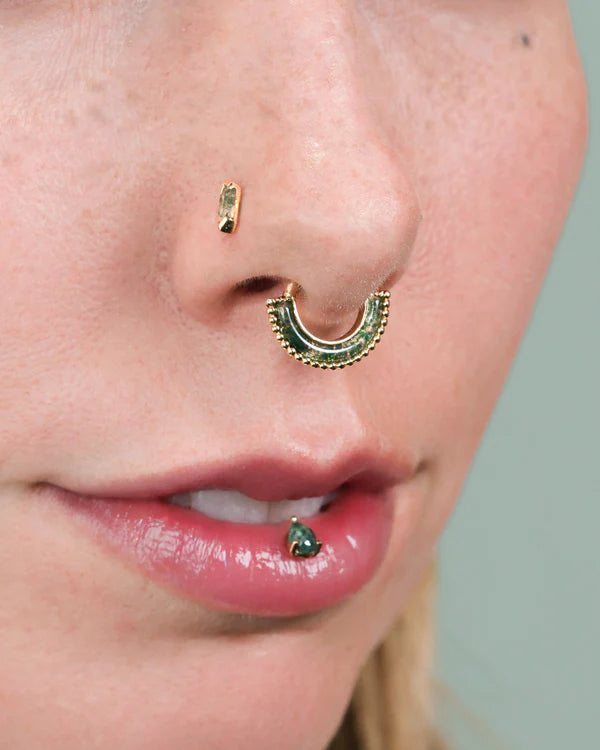 14ct Gold Moss Agate Clicker Ring – Harmonic