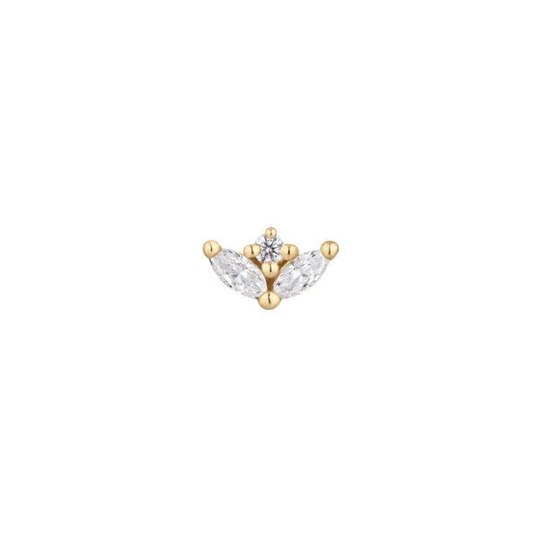 Pur by Buddha 14ct Gold Triple CZ Threadless End