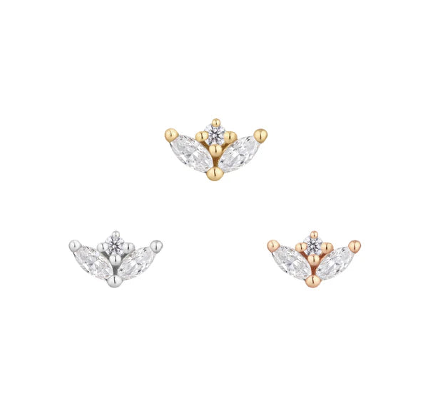 Pur by Buddha 14ct Gold Triple CZ Threadless End