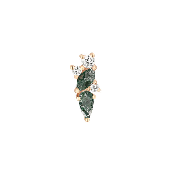 14ct Gold Moss Agate & White Topaz Vertical Threadless End – Visionary