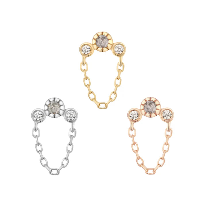 Halston Threadless End with Grey Diamond