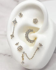 Pur by Buddha 14ct Gold Triple CZ Threadless End