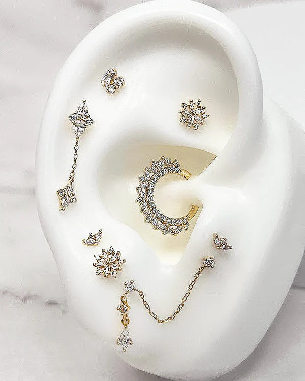 Pur by Buddha 14ct Gold Triple CZ Threadless End