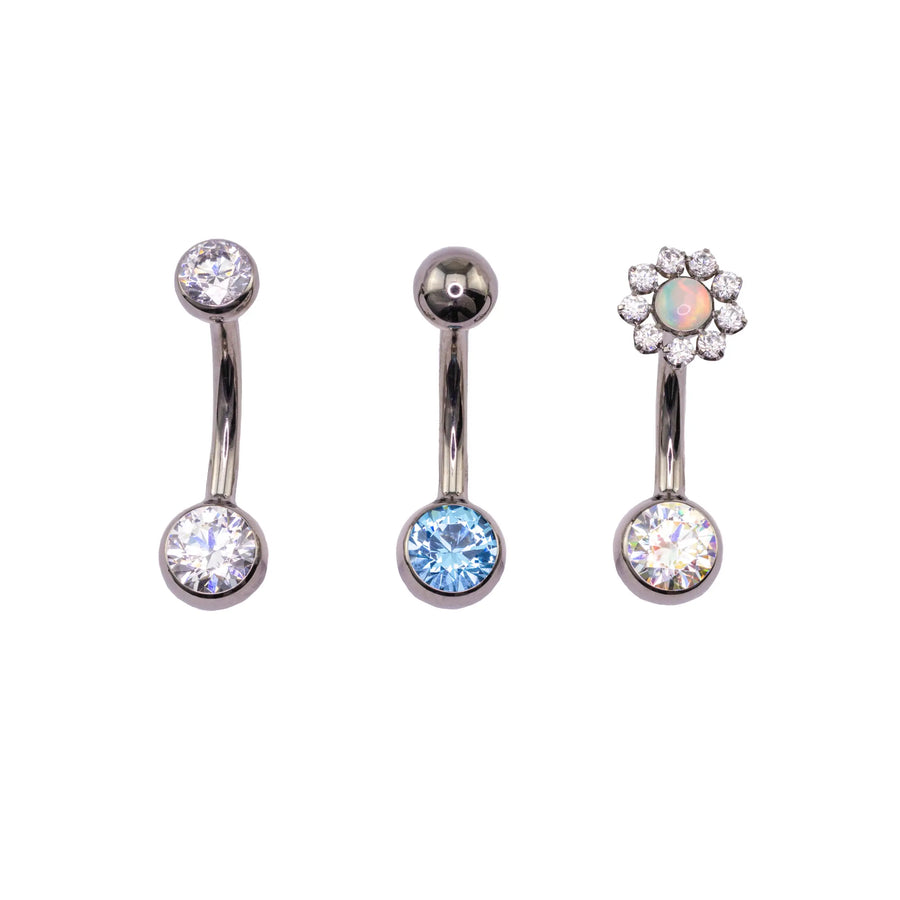 Canasteel Curved Navel Barbell (Topless) with Gem