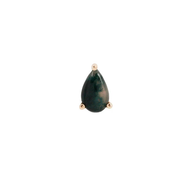 14ct Gold Pear Moss Agate Threadless End