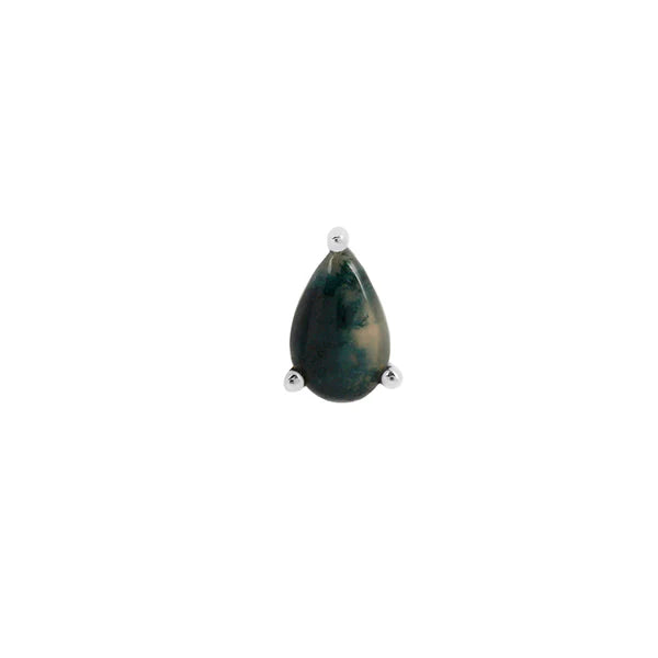 14ct Gold Pear Moss Agate Threadless End