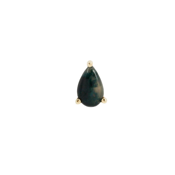 14ct Gold Pear Moss Agate Threadless End
