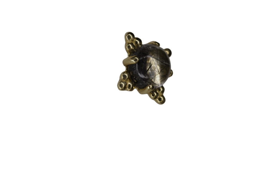 Genuine Tourmalinated Quartz 18ct Gold Zia Threadless End