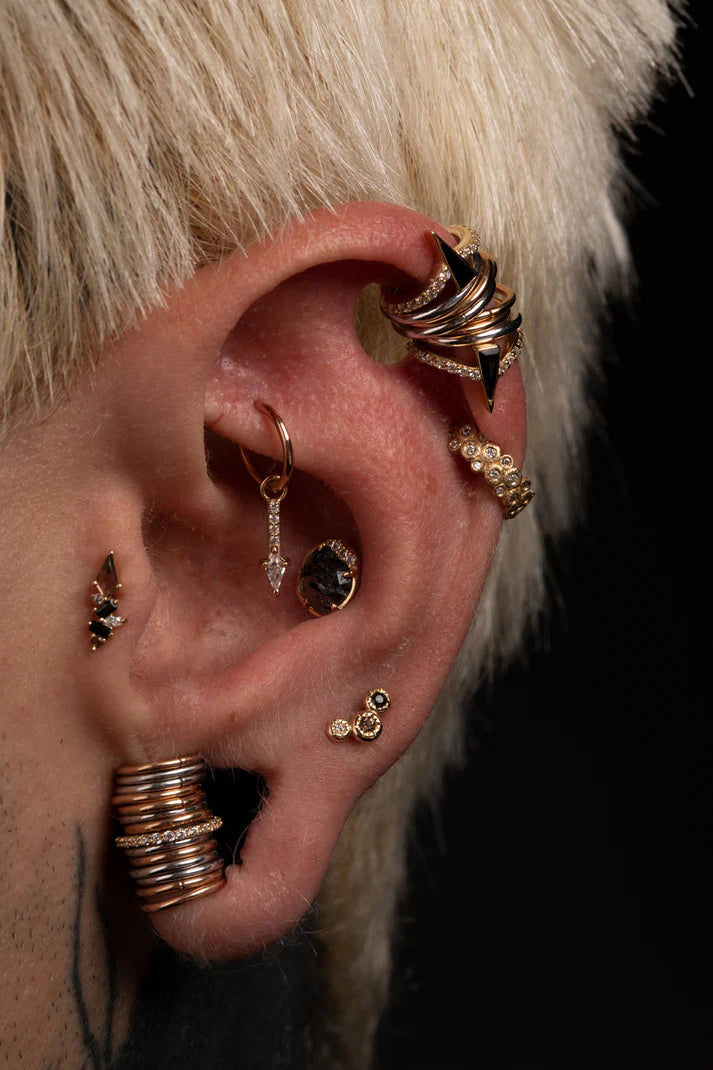Mixt Threadless End with Smoky Quartz + Black Spinel