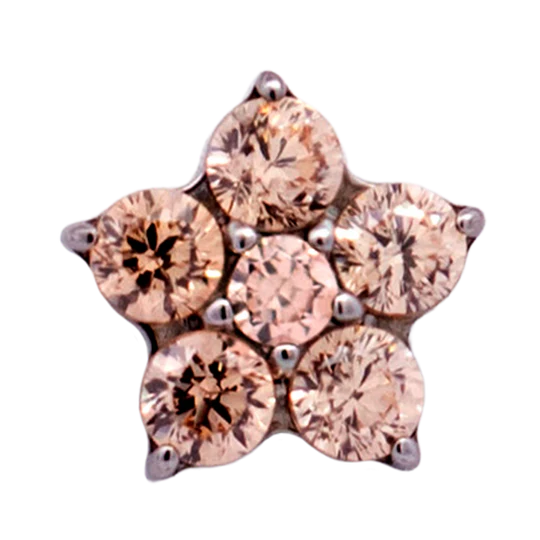 Titanium CZ Flower Threadless End (5 Petals)