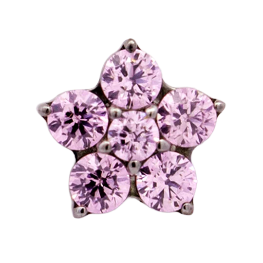 Titanium CZ Flower Threadless End (5 Petals)