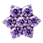 Titanium CZ Flower Threadless End (6 Petals)