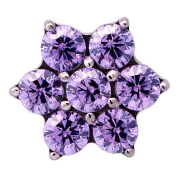 Titanium CZ Flower Threadless End (6 Petals)