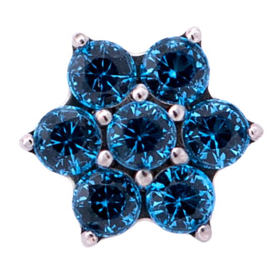 Titanium CZ Flower Threadless End (6 Petals)