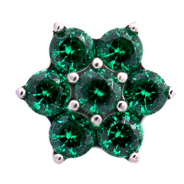 Titanium CZ Flower Threadless End (6 Petals)