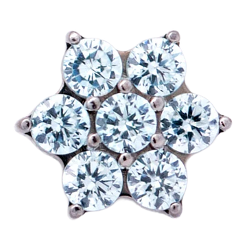 Titanium CZ Flower Threadless End (6 Petals)