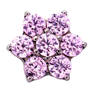 Titanium CZ Flower Threadless End (6 Petals)