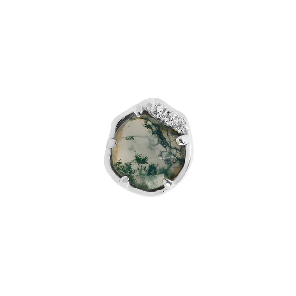 14ct Gold Moss Agate & White Topaz Threadless End – Vision