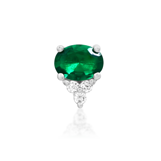 14ct Gold Emerald Green CZ Oval Threadless End – Fahey