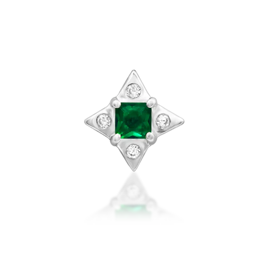 14ct Gold Emerald Green CZ Geometric Threadless End – Kingsley