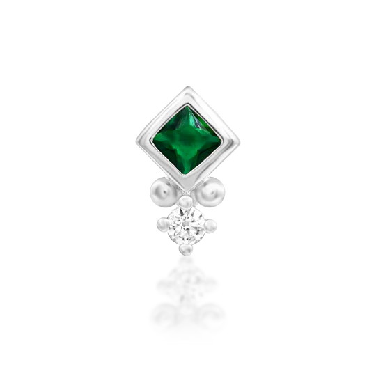 14ct Gold Emerald Green CZ Geometric Threadless End – Oran