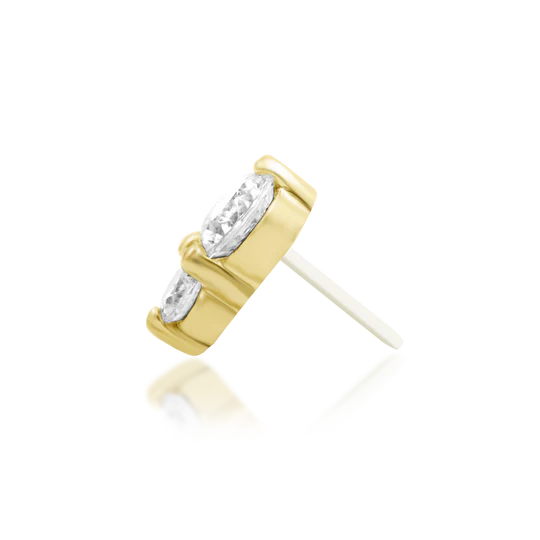 14ct Gold Double CZ Vertical Threadless End – Aman