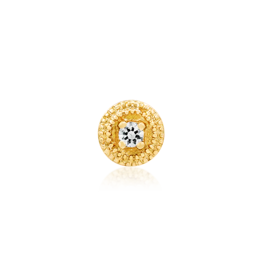 Junipurr 14ct Gold Round CZ Double Millgrain End