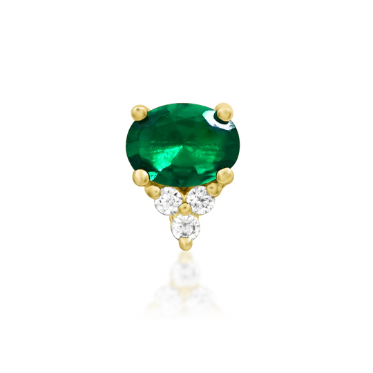 14ct Gold Emerald Green CZ Oval Threadless End – Fahey