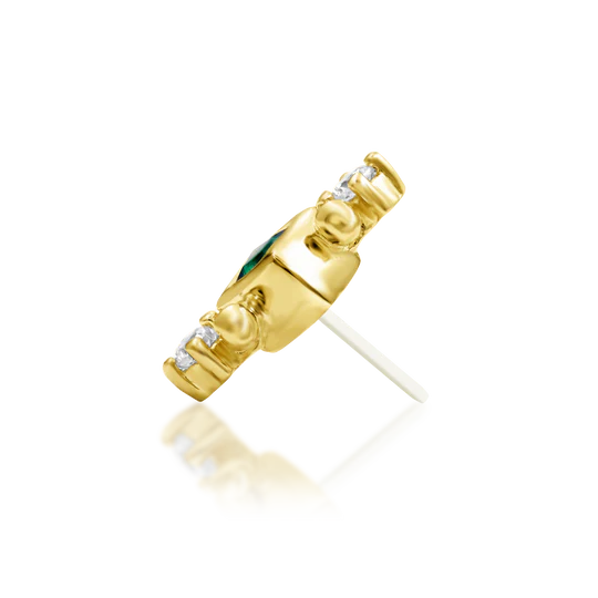 14ct Gold Emerald Green CZ Elongated Geometric Threadless End – Kadir