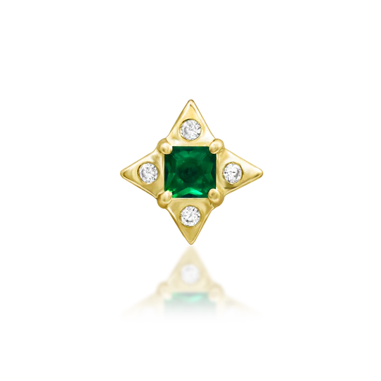 14ct Gold Emerald Green CZ Geometric Threadless End – Kingsley