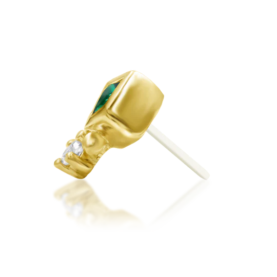 14ct Gold Emerald Green CZ Geometric Threadless End – Oran