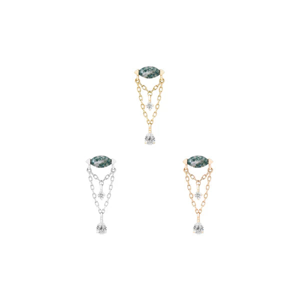 Saint Vincent Threadless End with Moss Agate