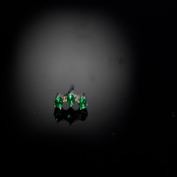 14ct Gold Triple Gem End